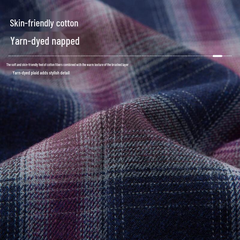 Futing Heren Volledig Katoen Dubbel Geborsteld Lange Mouwen Geruite Overhemd