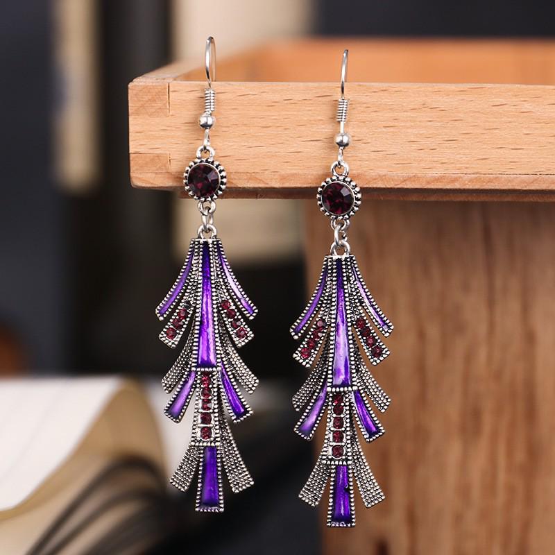 Chinese Alloy Oil Drop Tassel Earrings - Retro Cold Style for Women