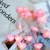 LED Peach Heart String Lights - Fabric Heart Decor for Girlish Rooms and Popular Curtain Lighting Styles