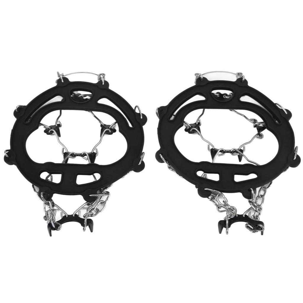 2Pcs Ice Traction Cleats Anti Skid Shoe Crampon Cover Snow Grips with 8 Spikes for Hiking Walking Mountaineering