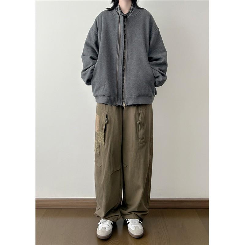 Vintage Casual Baseball Jacket Men Women Heavyweight Waffle Knit Loose Fit Fall 2025
