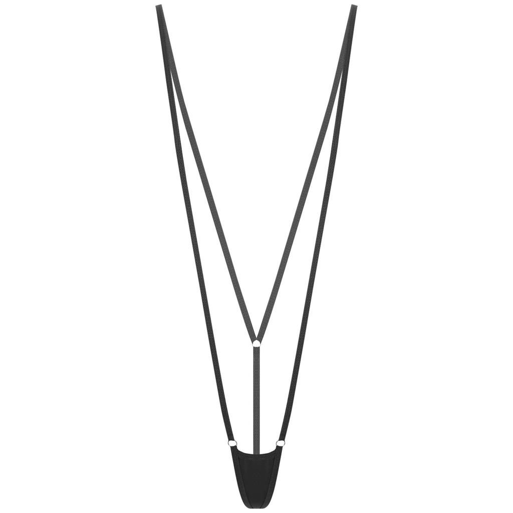 Damen Micro Monokini Spaghettiträger Mini T-Back String Badebekleidung