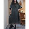 Summer New Arts Style Women O-neck Loose Vintage A-line Long Dress Side Split Design Good Quality Cotton Linen Dresses