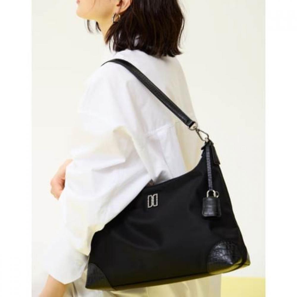 Daks Black Croc Cowhide Nylon Shoulder Bag M Dcba6e052bk