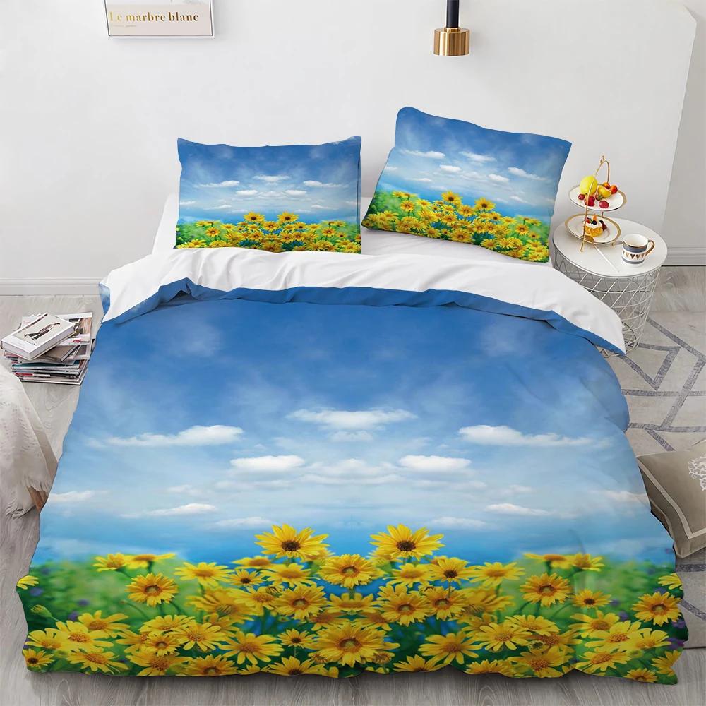 Cloud Sky Bettbezug Queen Size Set Blauer Himmel, Weiße Wolken, Regenbogen Bettbezug Weicher Mikrofaser Bettdeckenbezug Bettwäschesets