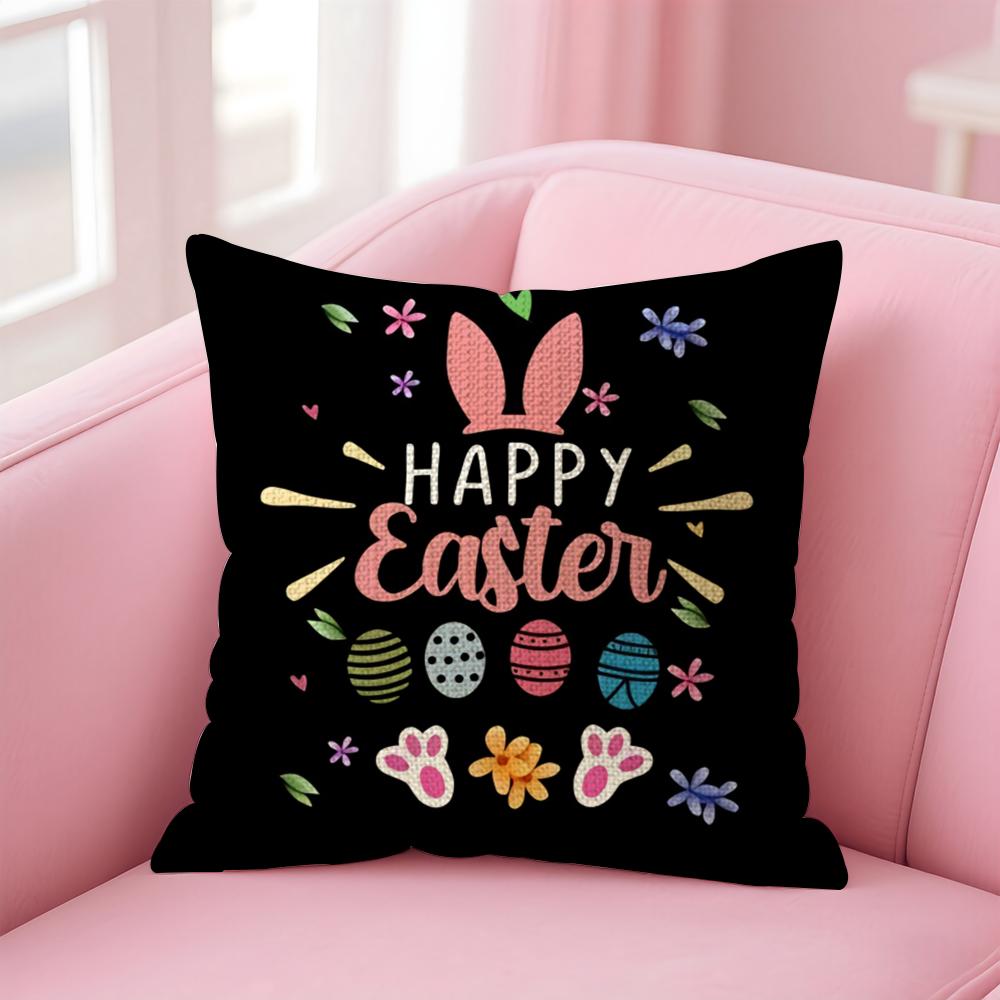 Happy Easter Cushion Cover Comfort Sofa Bed Silky Elegant Invisible Zipper Decorative Holiday Gifts