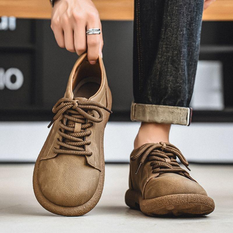 Men's Shoes 2026 Youth Sports and Leisure Retro Driving Board Shoes Thick Soled Non Slip Casual Leather Shoes