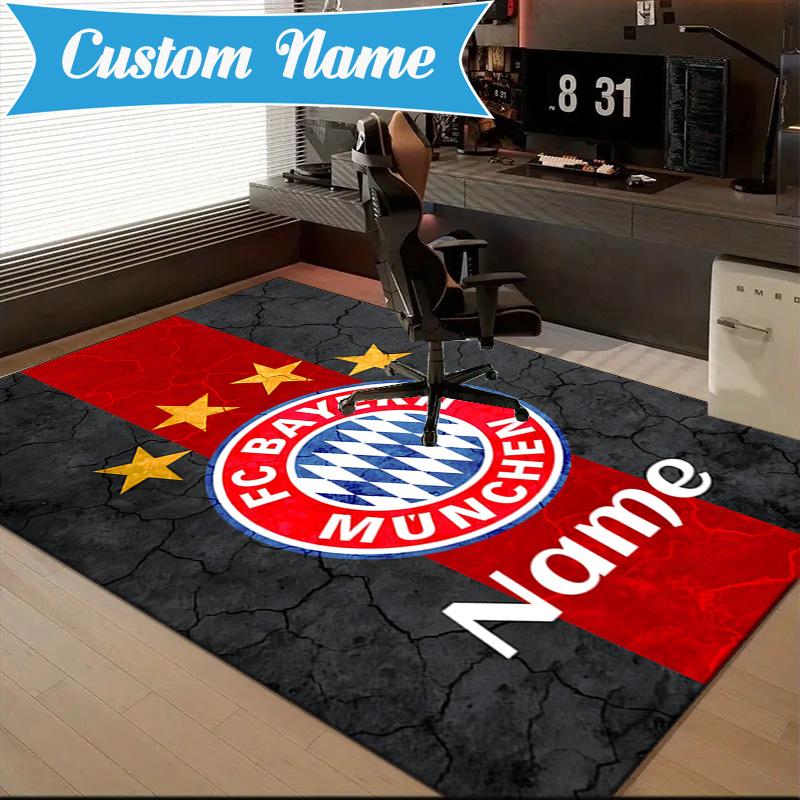 Custom Name Bayern Crest Rug Game Carpet, Floor Mat for Bedroom Living Room Entryway Rug, Home Decor Idea Gift for Christmas birthday