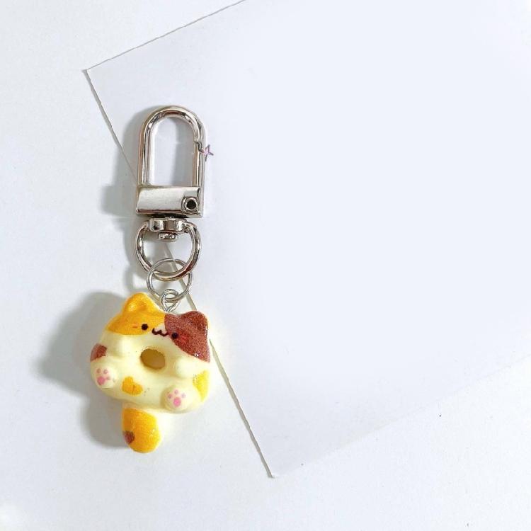 Cat Shaped Pendant Doughnuts Animal Doll Keychain Unique Soft Keyring Accessory Colorful Bag Charm Jewelry for Handbags
