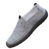Men's fashion breathable linen shoes, beef tendon sole one pedal, middle-aged and elderly lazy shoes