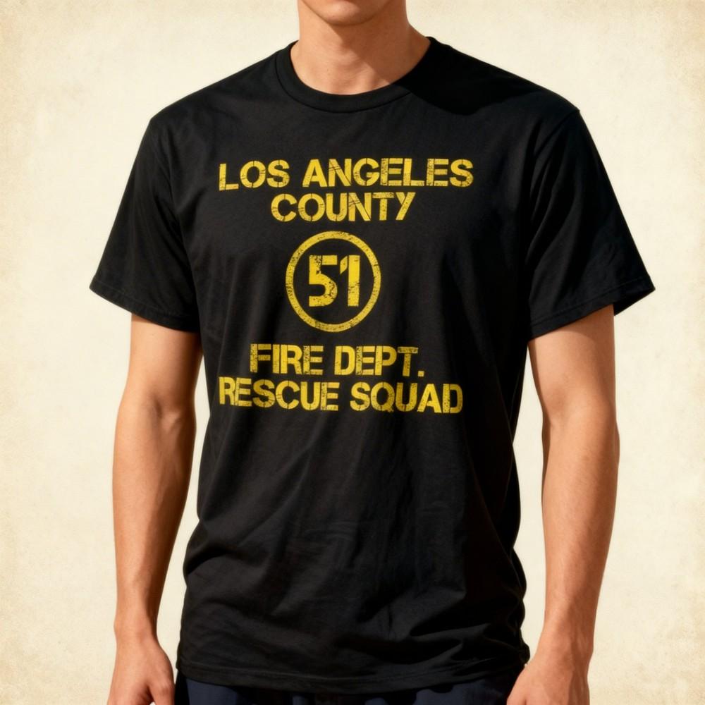 Min NEW LIMITED Los Angeles County 51 Fire Dept Rescue Squad TShirt Unisex T-Shirt XXXXL