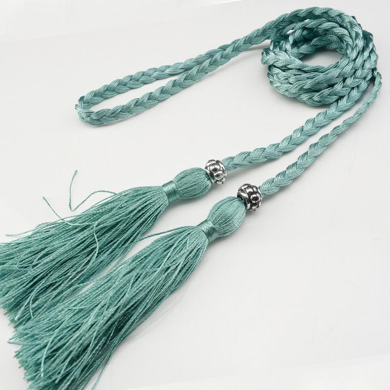 Damesleren riem in Koreaanse stijl met strik en kwastje tailleketting