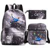 Football Star Cr7 3Pcs Boy Girl Back To School Book Bags, Student Shoulder Bag Pencil Case Backpack, Teenagers Mochila Men Women