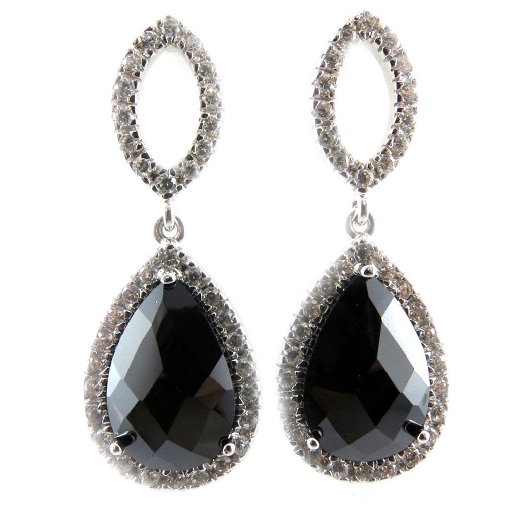 Les Trésors De Lily [F6237] - Silber 'Sappho' Ohrringe Schwarz Weiß