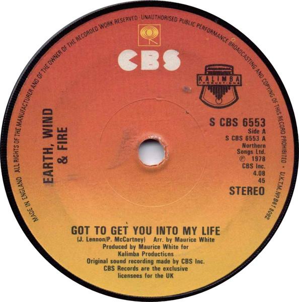 7inch Record EARTH, WIND & FIRE - Got To Get You Into My Life SCBS6553 CBS 1978 UK Soul/Funk Used