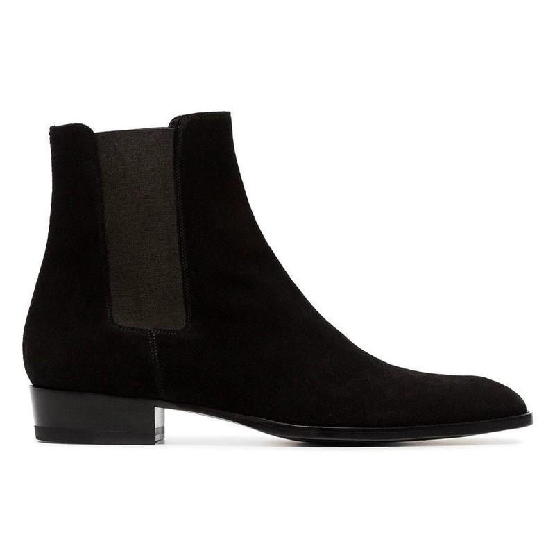 

Men s Genuine Leather Chelsea Boots - Pointed Toe, High Street, European & American Style 39 чёрный
