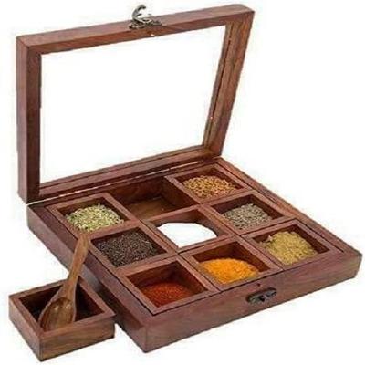 Caja de Almacenamiento Cuadrada Artesanal de Madera Tapa de Cristal Multiusos para Mesa
