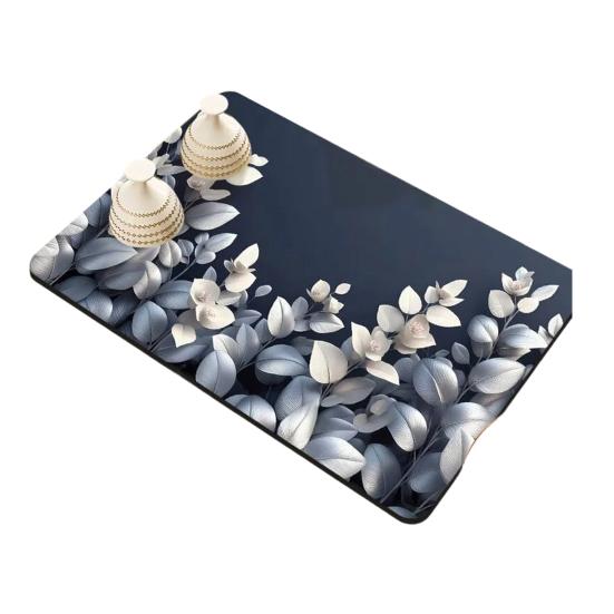 3D Flower Dish Mat Diatomaceous Earth Absorbent Dish Drying Mat Coaster Floral Placemat Insulation Mat for Kitchen Counter Dining Table