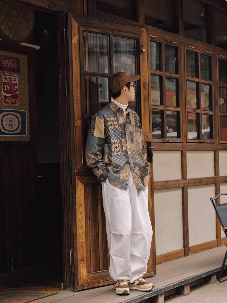 CHANGE WELL Japanese Pattern Fashion Autumn Clothes Silhouette Patchwork Print Print Long Sleeve Shirt Cotton Men's "2023 Autumn/Winter" All-Over 100%