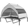 Elevated Dog Bed Tent with Canopy, 3-Sided Textilene, Carrying Bag, 122 X 92 X 94 Cm, Light Grey