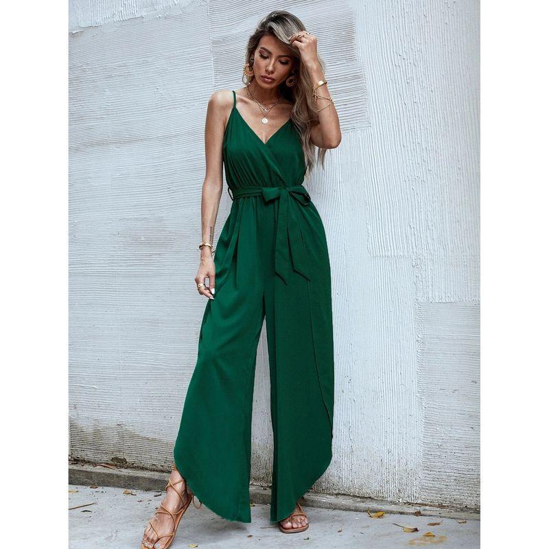 

Women s Casual Suit Suspenders V-neck-Coat Middle-Range Suspenders Green L