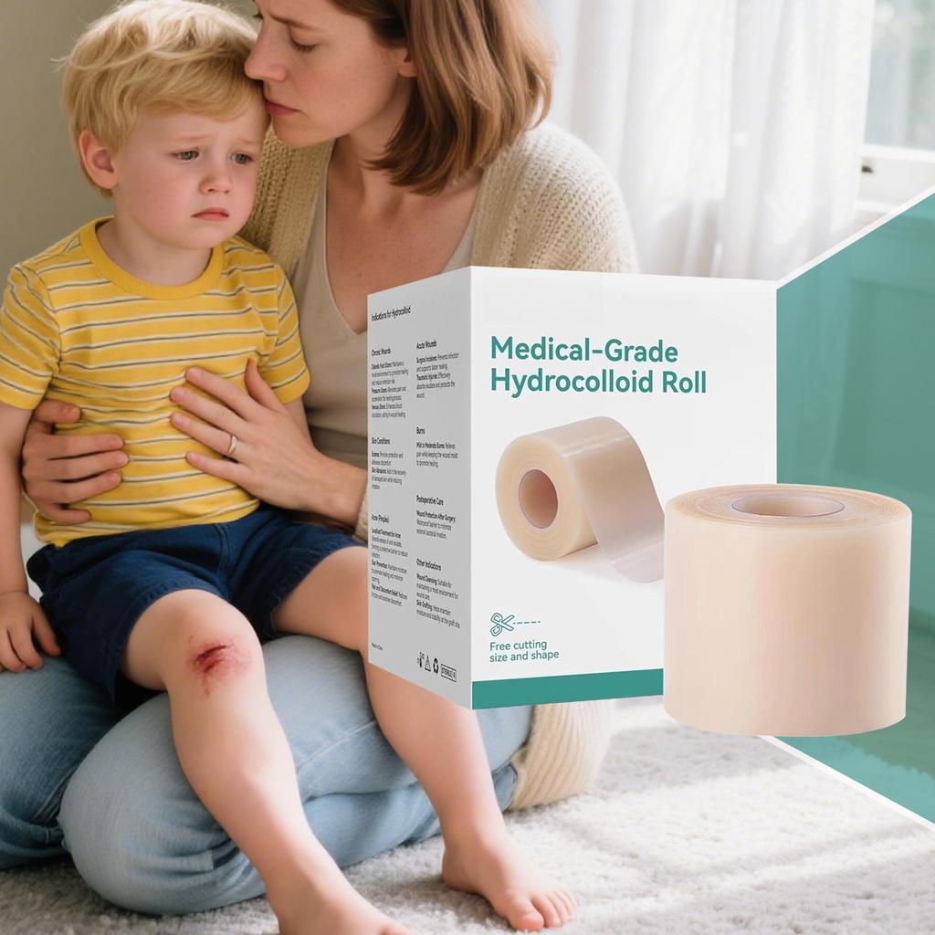 16.4ft Hydrocolloid Roll for Wound Care Hydrocolloid Bandages with Self-A Waterproof Cuttable Pad for Daily Wear Face Body Burns
