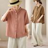 DIMANAF 2026 Plus Size Summer Women Blouse Shirts Casual Lady Tops Tunic Shirt Oversize Loose Tees Cotton Linen Vintage
