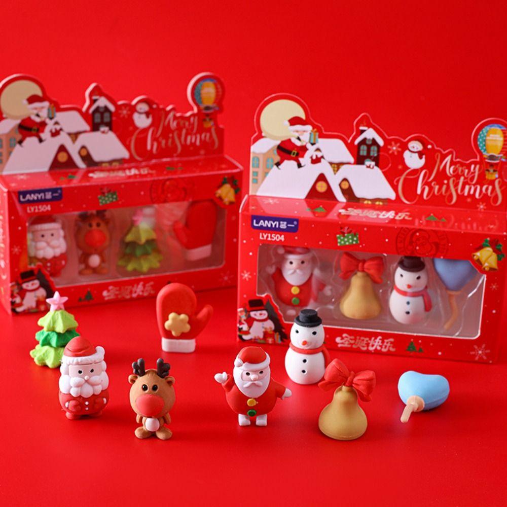 Elk Pencil Erasers Santa Christmas Stationery School Supplies Christmas Eraser  Student