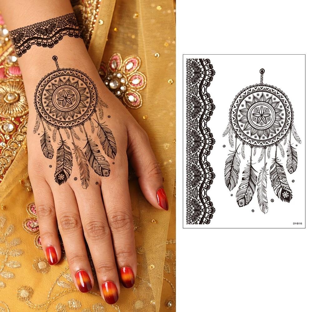 Adesivos de Transferência de Água Tatuagem Temporária de Henna Índia Mehndi Flor Arte Corporal Adesivo Mulher/Senhora/Menina
