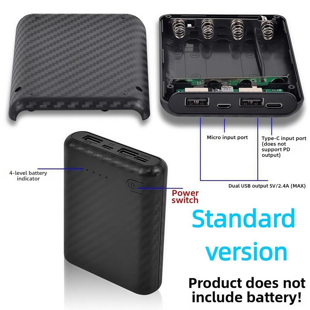 Portable DIY Power Bank Box 4 Slots 18650 Fast Charging Charger Case Solderless Mini Power Supply Housing Batteries Charging