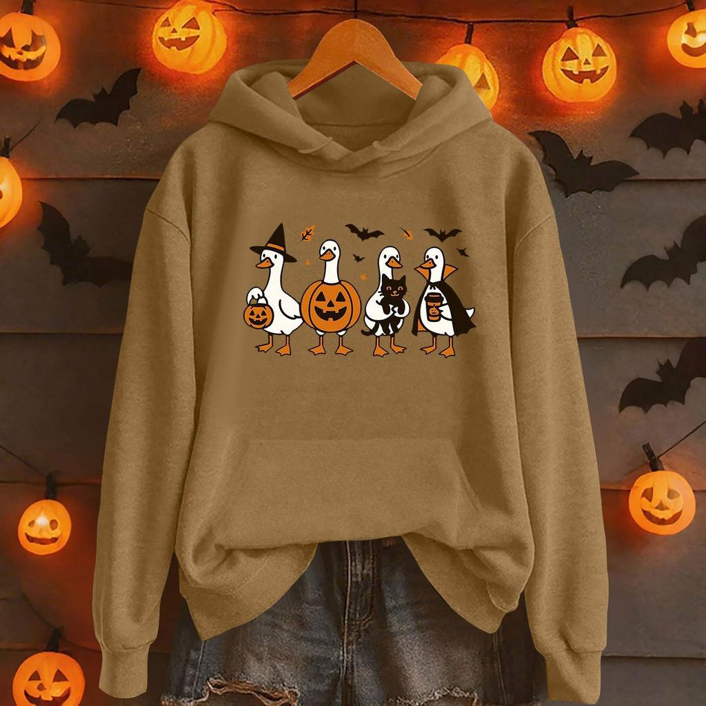 Dámská móda Ležérní svetr s kapucí s dlouhým rukávem a kulatým výstřihem s kapucí a kapsami