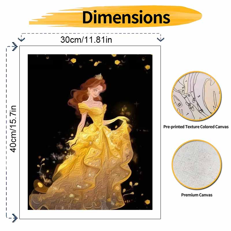 Disney Beauty and the Beast Belle oil paint by numbers painting kit handmade diy home decor gifts wall art canvas painting set crafts
