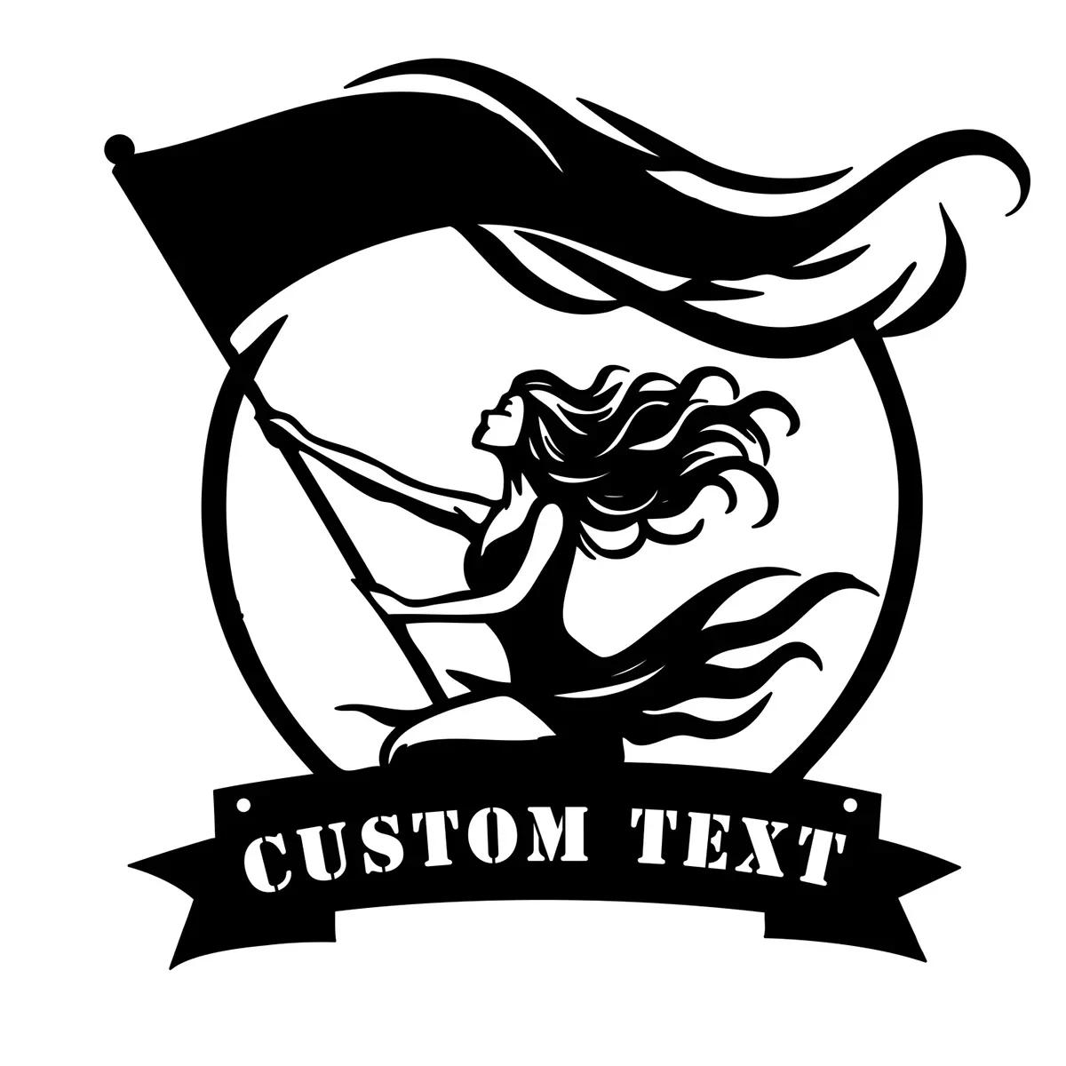 

Metal Wall Art Color Guard Gift, Personalized Flag Spinning Name Sign, Home Decor Wall Hanger Frame for Dance Team