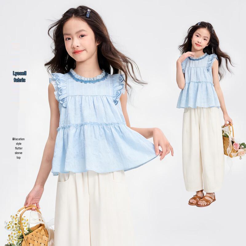 Girls  Sleeveless Sweet Style Babydoll Top 170