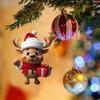 Cartoon Elk Hanging Oranments 2D Acrylic Christmas Elk Fashion Xmas Tree Elk Pendants  New Years