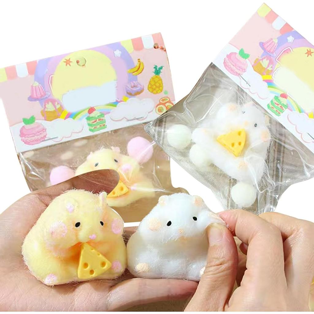 2 squid hamster squeeze toys, 3-inch cute soft stress relieving squid, suitable for children's gatherings