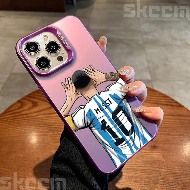 Lionel Messi Futbalová Superhviezda Dizajn Galvanicky Pokovovaný Strieborný Obal na Telefón Pre iPhone 15 16 14 13 12 11 Pro Max XS X XR 7 8 Plus Kryt iPhone X or XS