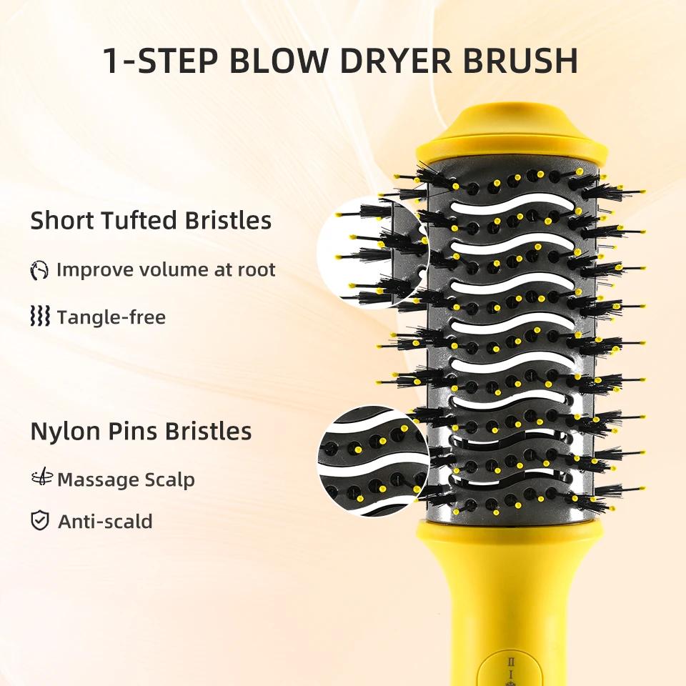 Hot Air Brush Multi-Function Hair Dryer Straightener Curler Comb One Step Professional Salon Hair Styler and Volumizer Ion Blow