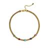 Premium Metal Copper Plated 18K Real Gold Inlaid Colorful Gemstone Clavicle Chain Niche Light Luxury Wide Necklace