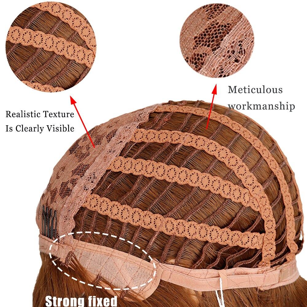 MERISIHAIR Synthetic Heat-Resistant Women's Wig With Bangs Ombre Red Brown Cosplay Long Wavy Curly Hair Lolita Wig