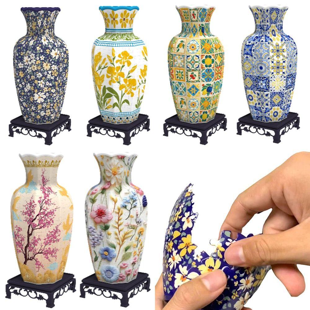 Artistic 3D Puzzle Vase Waterproof Flower Vase Jigsaw Home Decoration Vase  Housewarming Gift