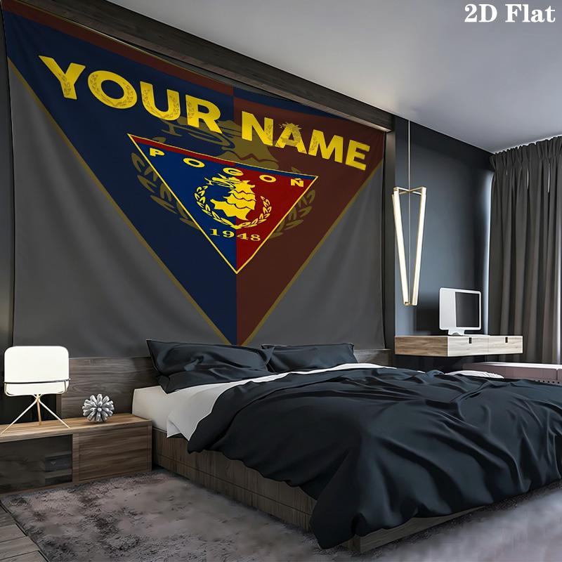 Pogo Crest Custom Name Wall Tapestry Aesthetic Wall Hanging Printed Fabric Blanket Decorative Tapestries For Bedroom Living Room Home Decor