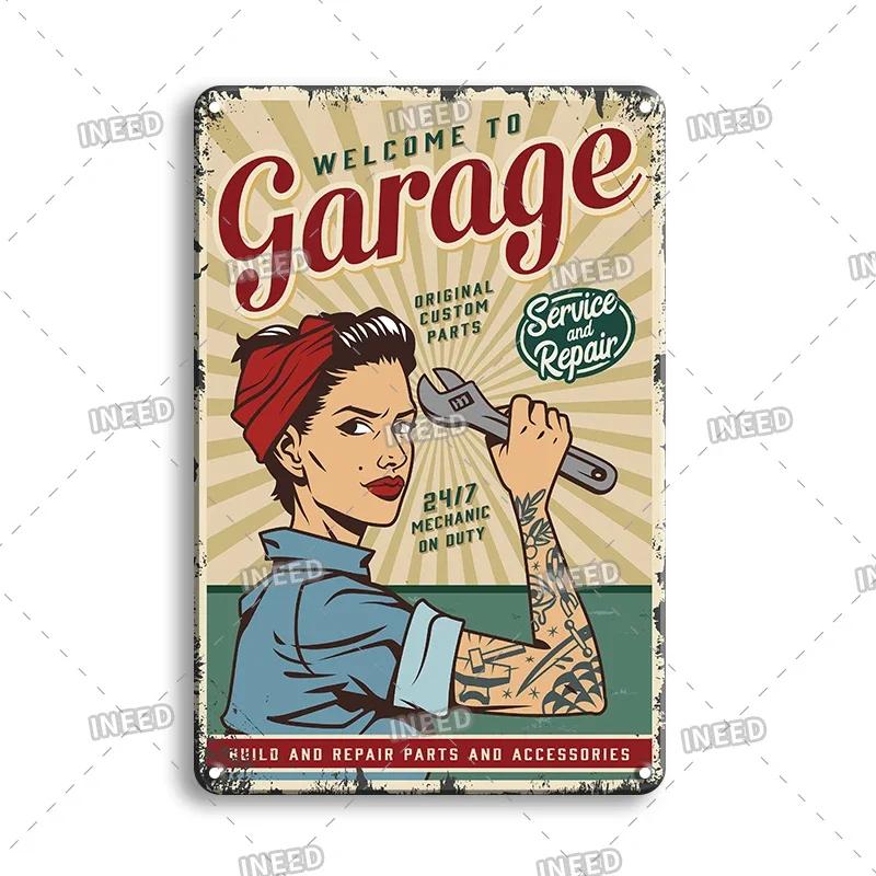 Retro Sexy Beauty Aluminum Poster - Men's Metal Plaque, Garage Cave Workshop Wall Decor