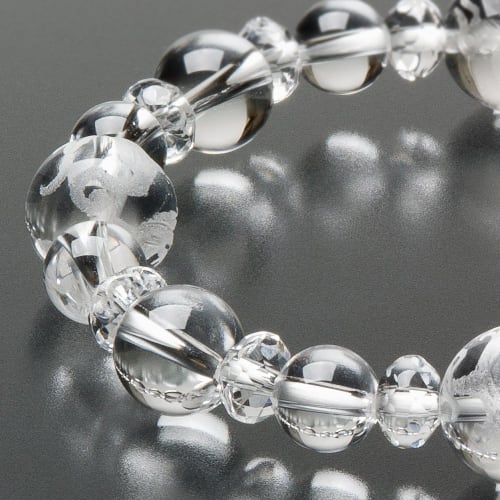 Buddhist Altar Shop Takita Shoten's Special Selection Four Gods Bracelet with Genuine Crystal 10mm, 8mm, and Star-Shaped Crystals, Inner Circumference