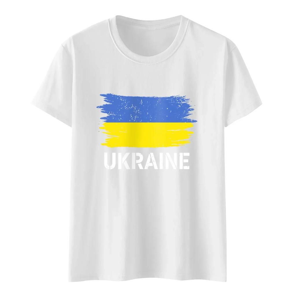 Ukraine Flag Printed Fashion Womens Tshirts Short Sleeve Funny Tops Tees Graphic Unisex T Shirts Women Men Clothing