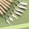 7pcs/set Art Oil Painting Scraper Wooden Flat Head Stainless Steel Pick Knife Gouache Paint Pointed Color Mixing Spatula Tools