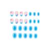 24Pcs Shining Oval Shape Blue Artificial Nail Safe Material For Sensitive Skin And Quick Application