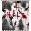 Halloween Shower Curtain Waterproof Bathroom Curtains Horror Bloody Hands Bath Curtain With Hooks For Help Me Scary Home Decor