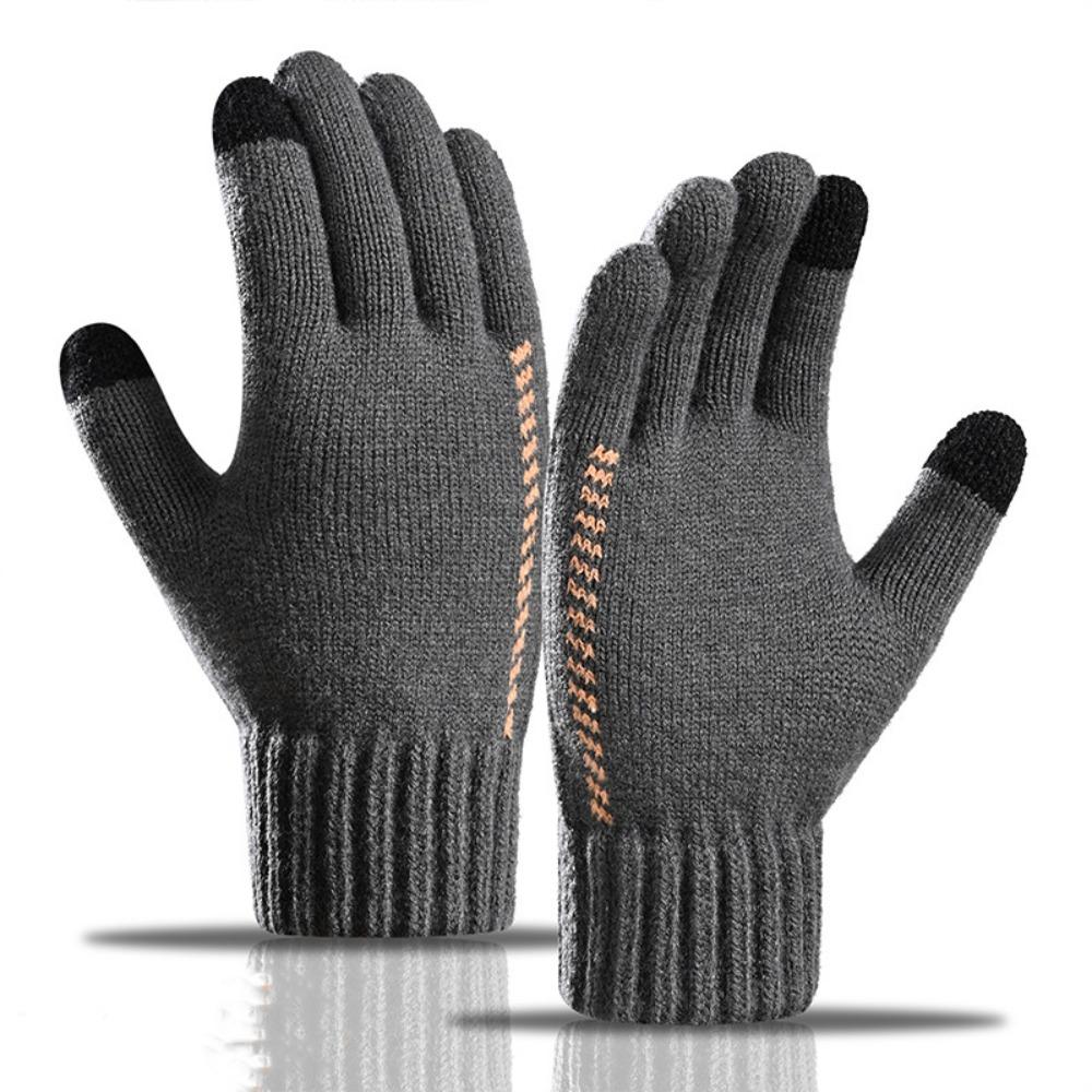Thickened Knitted Woolen Gloves Touchscreen Full Finger Gloves Fashion Men Knitted Gloves  Sports
