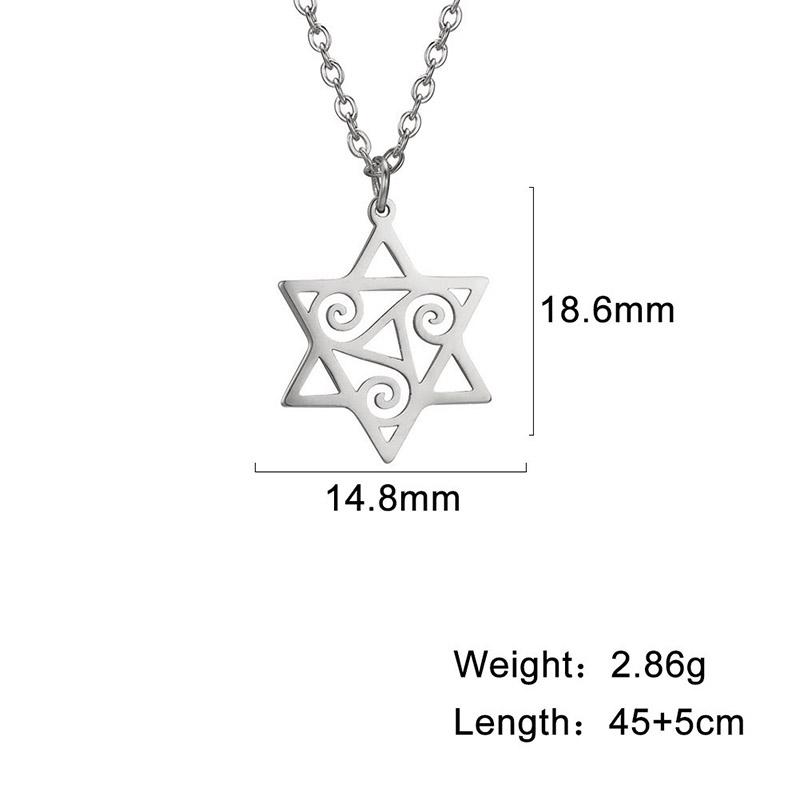 Dreamtimes Triple Spiral Triskelion Hexagram Necklace for Women Men Stainless Steel Pendant Star of David Je Jewelry Collar